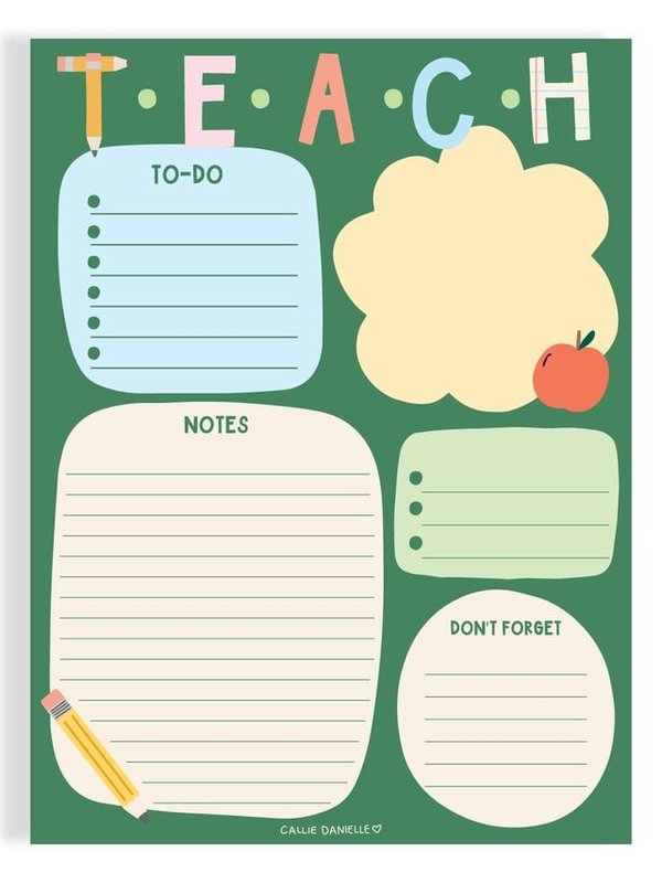 Teach School-Themed Daily Planner 6×8 To Do Notepad, 1 of 3