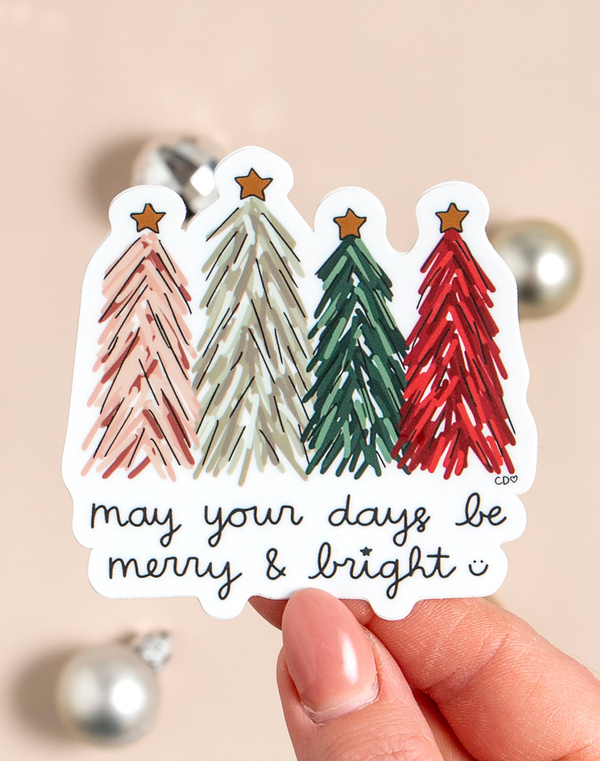 Merry & Bright Trees Decal Sticker, 1 of 3