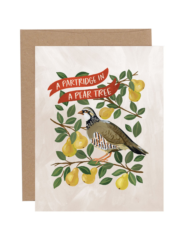Partridge In A Pear Tree Holiday Greeting Card, 1 of 1