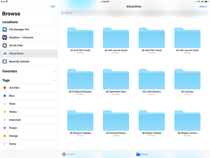 Screenshot of folders on Kelly’s iCloud Drive