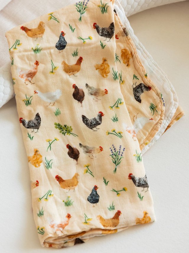 Chicken Meadows Baby Burp Cloths – Muslin Set of 2, 3 of 5
