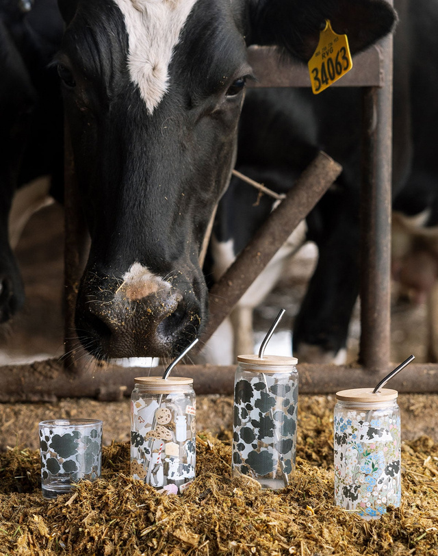 Milk Cows & Flowers Glass Can, 2 of 6
