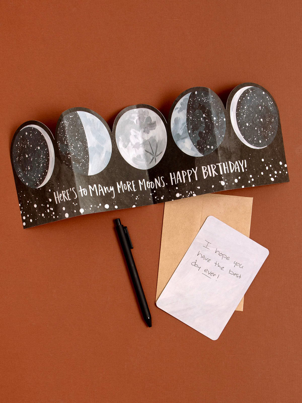 Many Moons Birthday Accordion Greeting Card, 1 of 3