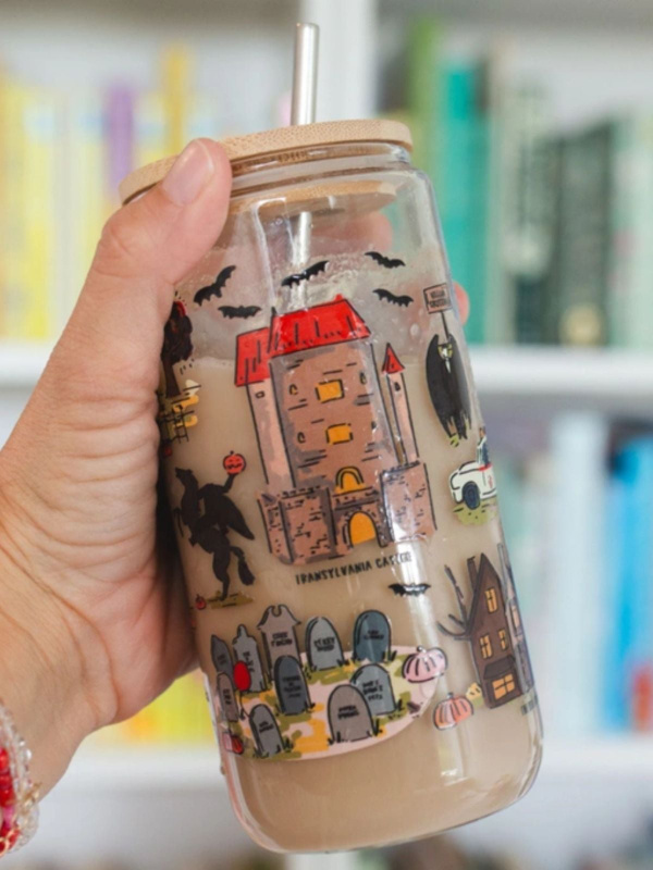 Literary Haunted Hayride Halloween Glass Can, 2 of 6