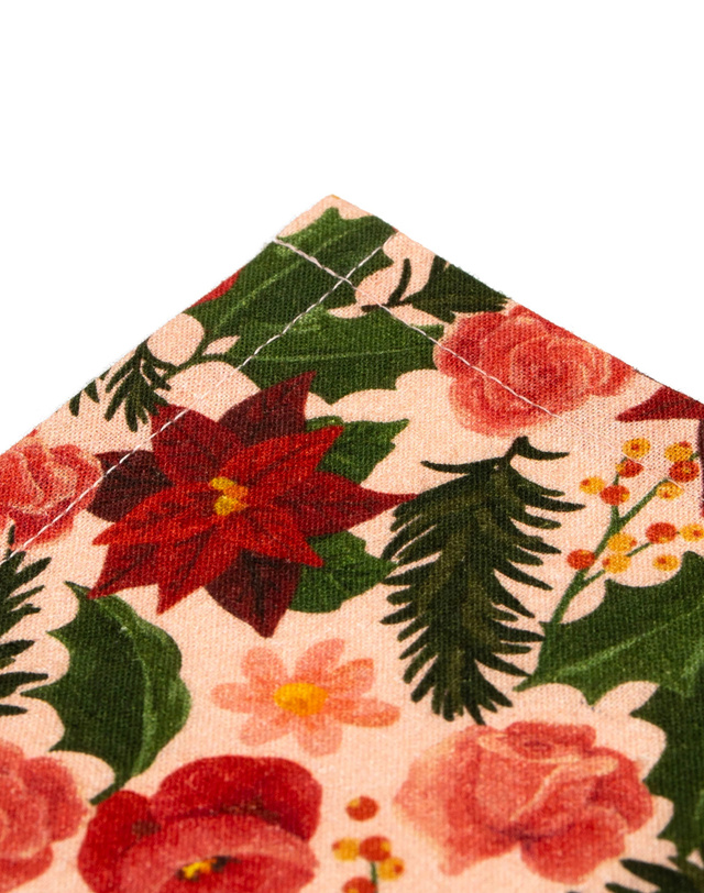 Yuletide Blooms Christmas Cotton Cloth Table Napkins Set, 4 of 4