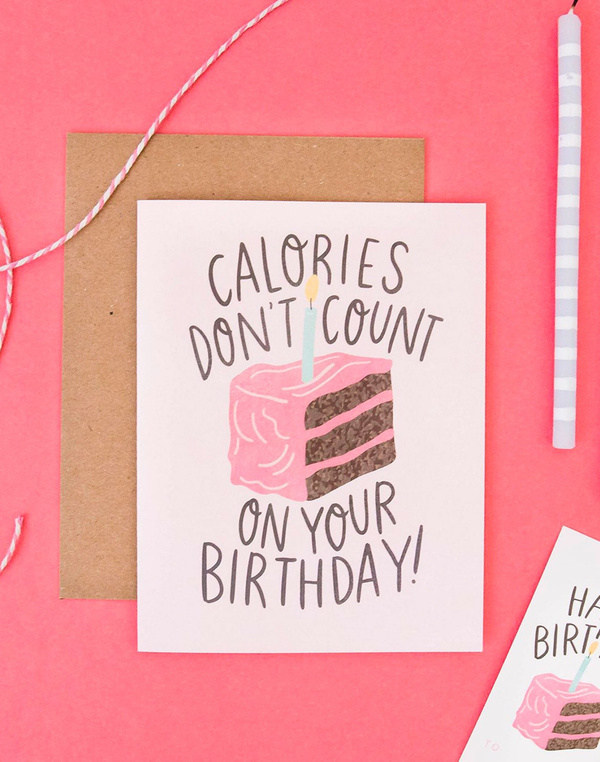 Calories Don't Count Cake Greeting Card, 2 of 2