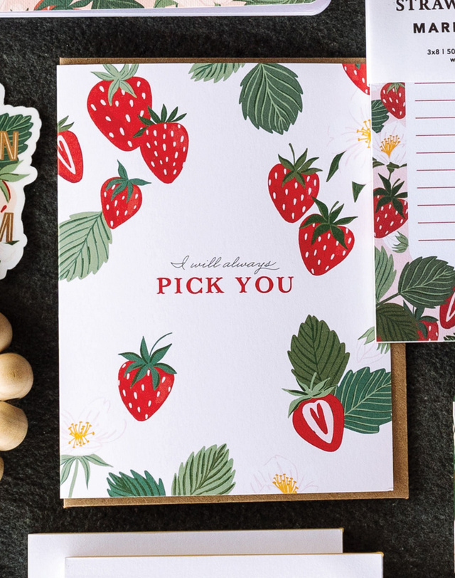 I'll Always Pick You Strawberry Greeting Card, 2 of 2