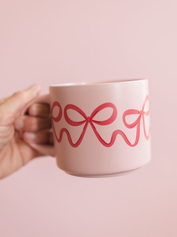 Red Coquette Bows Large Ceramic Coffee Mug, 4 of 5