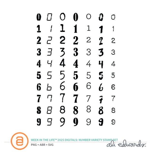 Week In The Life™ 2025 Number Variety Digital Stamp Set , 1 of 1