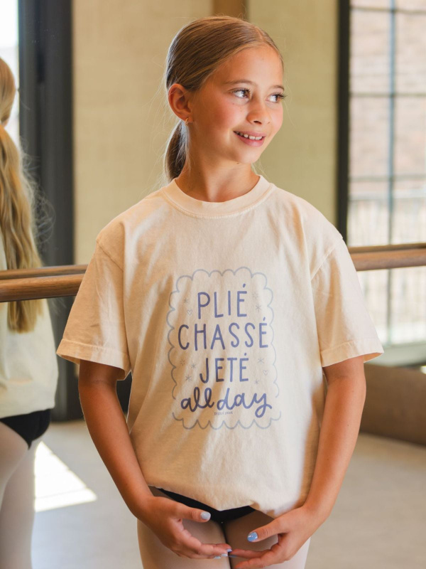 Plie Chasse Jete All Day Ballet Dance Tee - Ivory, 1 of 2