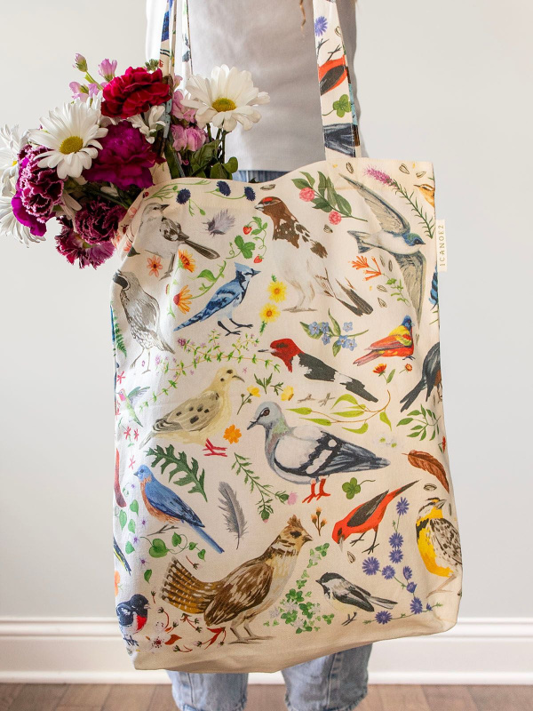 Feathered Friends Birds & Florals Tote Bag, 1 of 4