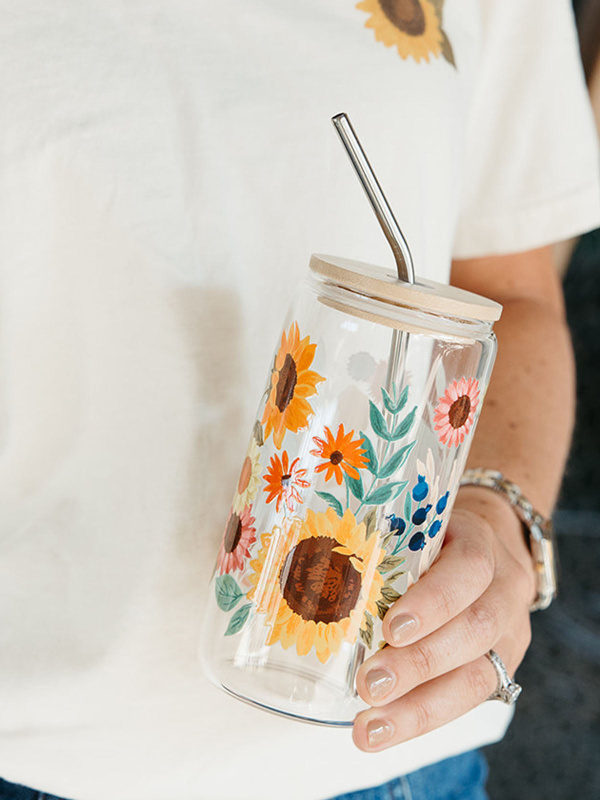 Sunflowers Glass Can, 2 of 5