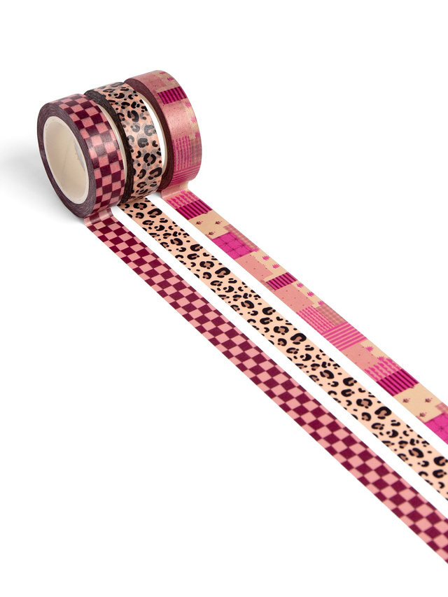Quilted Patchwork, Checkered & Leopard Print Washi Tape Set, 1 of 1