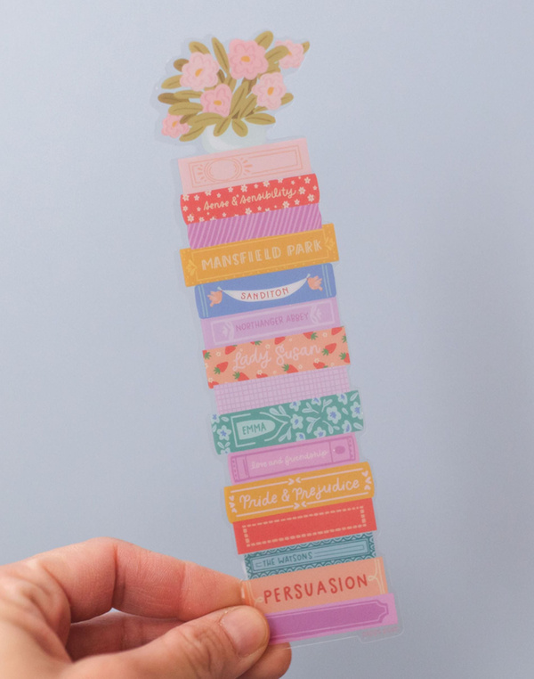 Jane Austen Book Stack Transparent Bookmark, 1 of 4