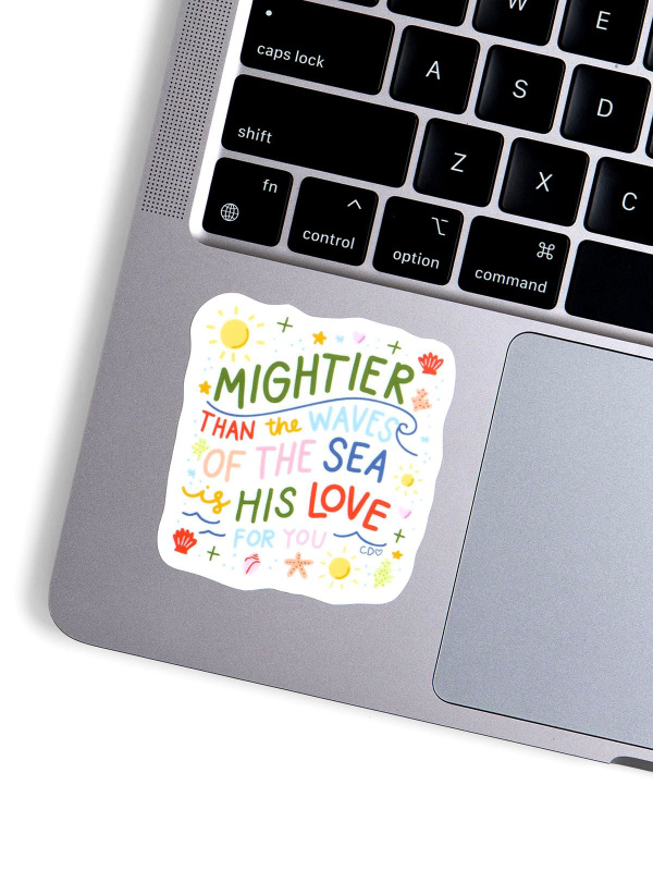Mightier Than The Waves Coastal Faith-Inspired Decal Sticker, 2 of 4