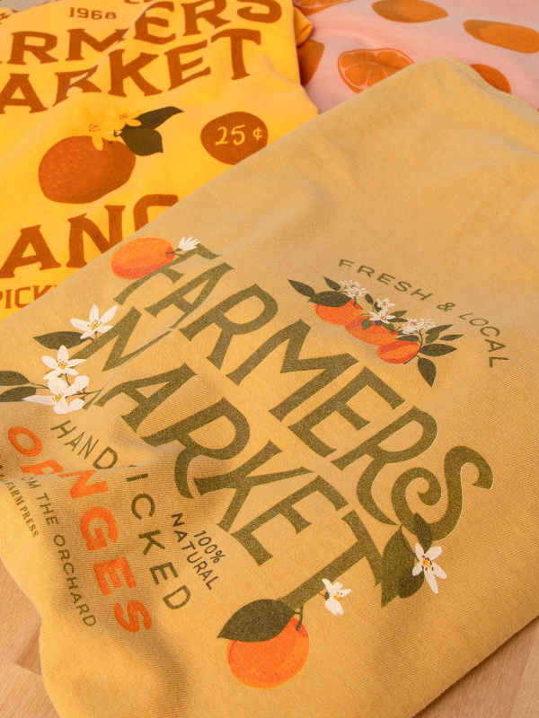 Orange Orchard Farmers Market Tee - Mustard, 4 of 5