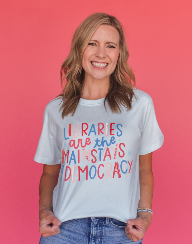 Libraries Are The Mainstays Of Democracy  Tee - Chambray, 2 of 4