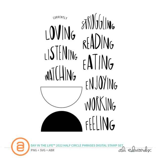Day In The Life™ 2022 Half Circle Phrases Digital Stamp Set, 1 of 1