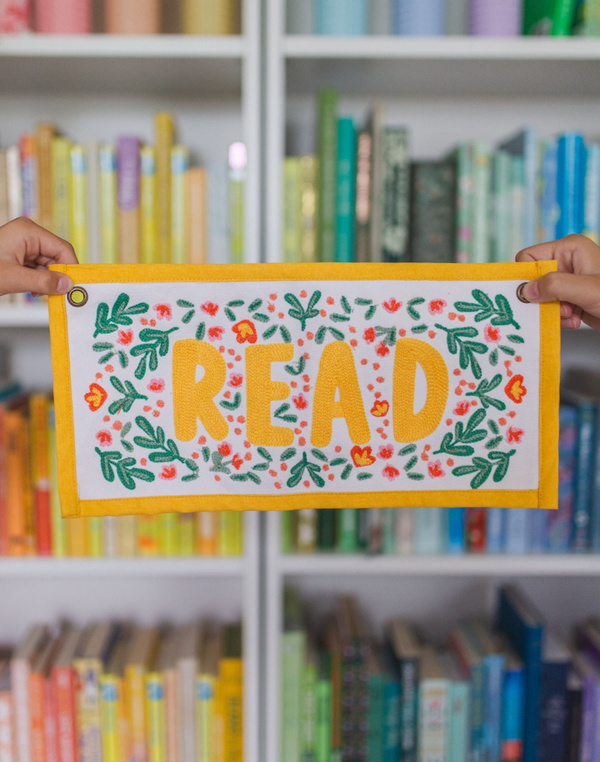 Read Embroidered Canvas Banner - Yellow, 1 of 4