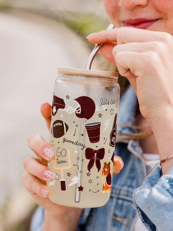 College Station Football Game Day Glass Can, 2 of 4