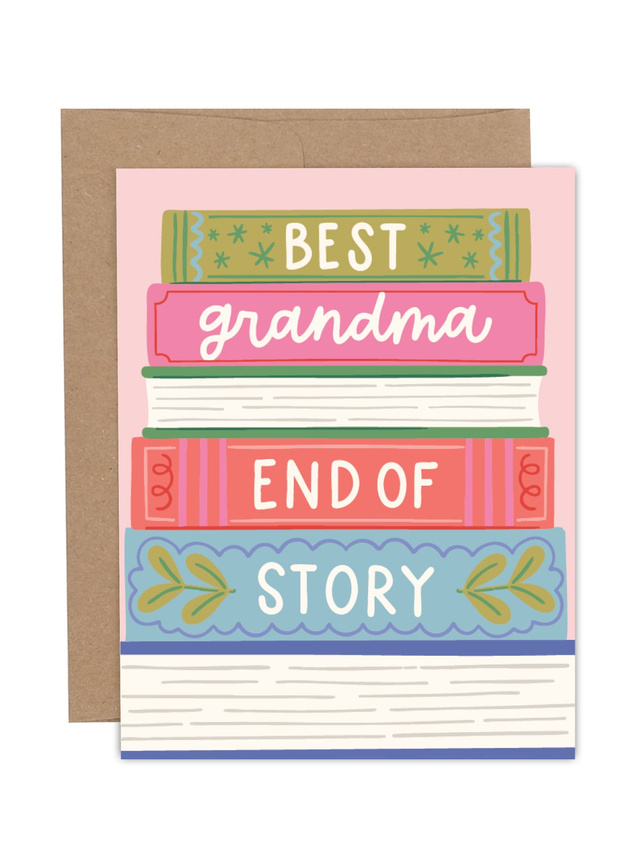Best Grandma Book Stack Grandparents Day Greeting Card, 1 of 1