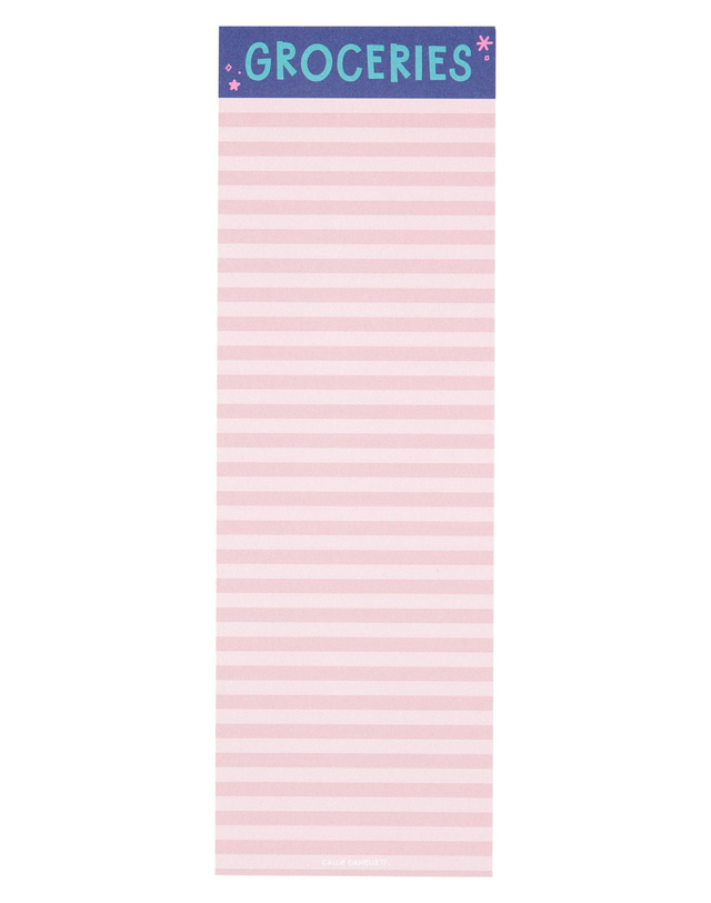 Pink Stripe Grocery List 4×12 Notepad, 1 of 2