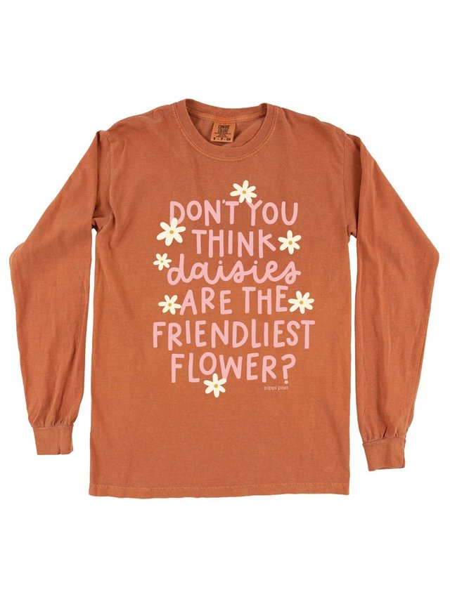Daisies Are The Friendliest Flower Long-Sleeve Tee - Yam, 3 of 3