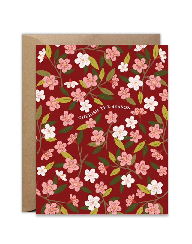Cherish The Season Floral Greeting Card, 1 of 2