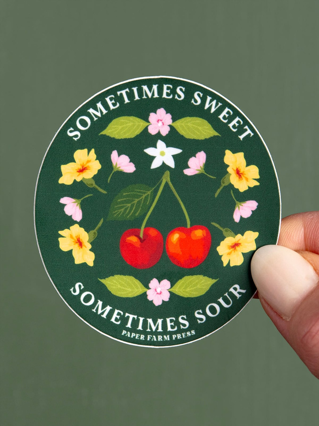 Sometimes Sweet Sometimes Sour Cherry Decal Sticker, 1 of 4