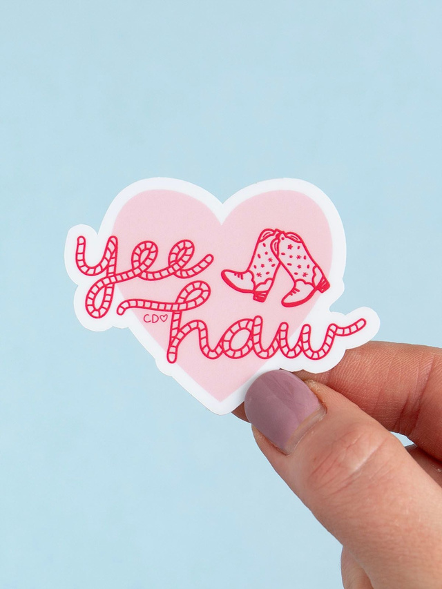 Yeehaw Western Cowgirl Boots & Rope Decal Sticker, 1 of 3