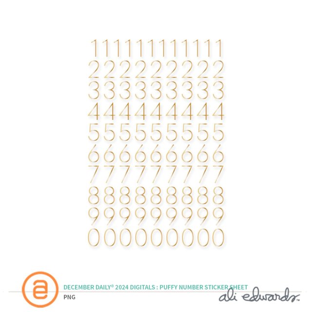 December Daily® 2024 Digital Puffy Number Sticker Sheet, 1 of 1