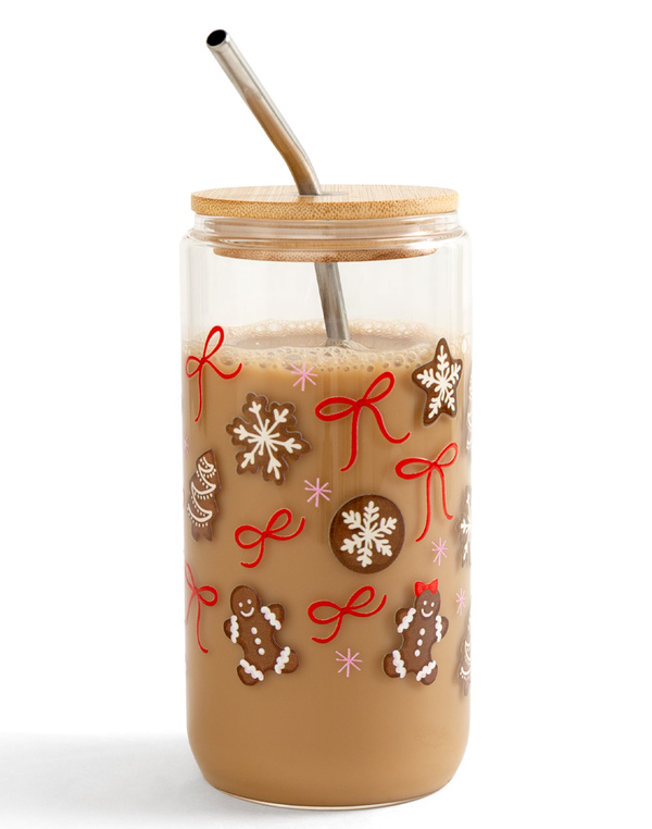 Gingerbread Cookies Christmas Glass Can, 3 of 3