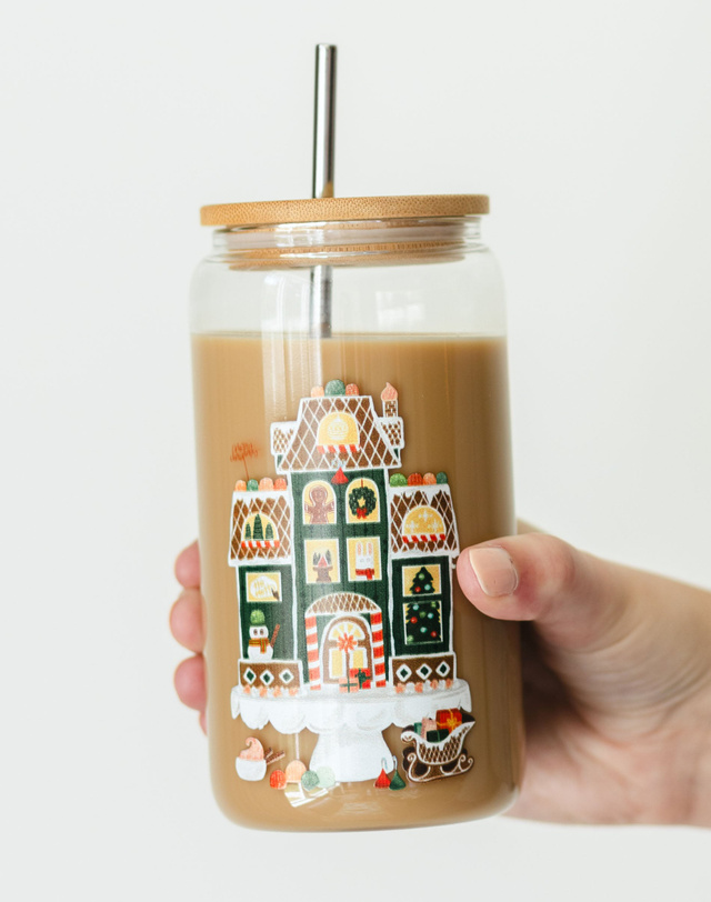 Gingerbread House 16oz Glass Can, 2 of 3