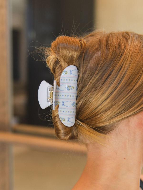 Blue Floral & Coqeutte Bows Claw Hair Clip, 2 of 5