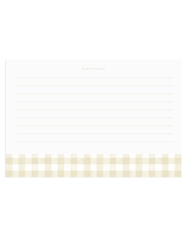 Beige Gingham Recipe Cards - Set of 50, 2 of 3