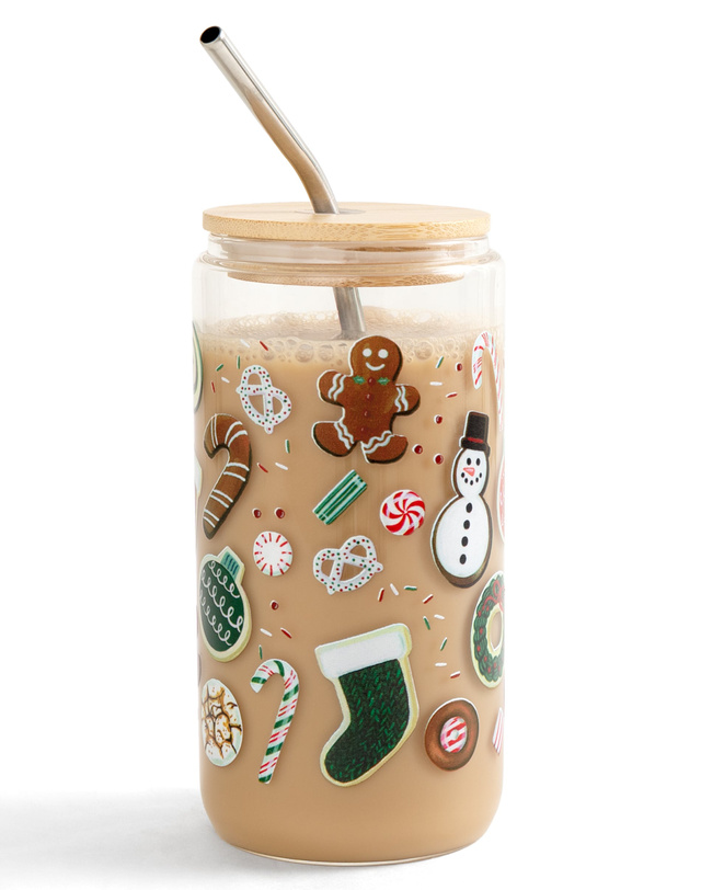 Sweet Holiday Christmas Cookies & Candy 16oz Glass Can, 3 of 4