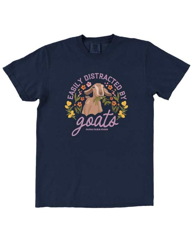 Easily Distracted by Goats Tee - Navy, 2 of 3