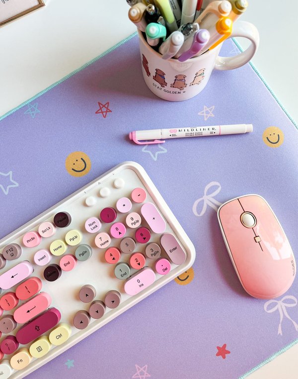 Smiley Faces & Coquette Bows Large Desk Mat, 4 of 4