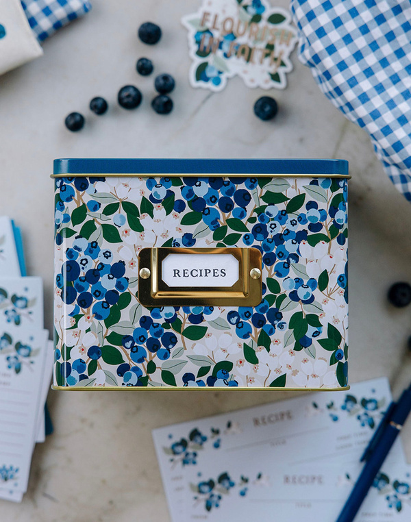 Blueberry Field Tin Recipe Box, 5 of 6