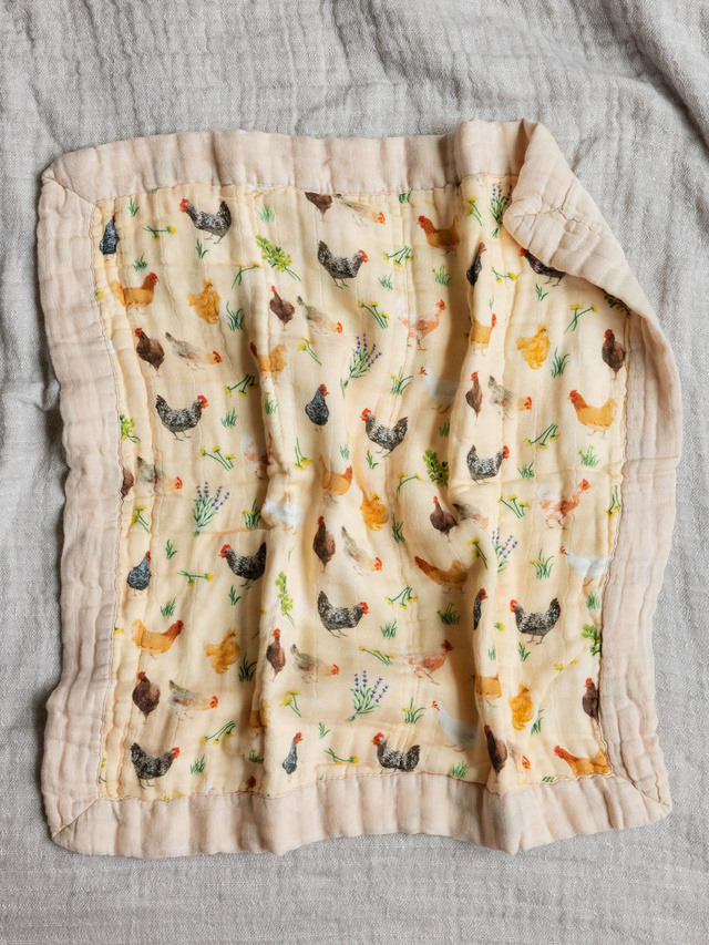 Chicken Meadows Baby Lovey Muslin Blanket, 3 of 7
