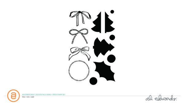 December Daily® 2026 Digital 4×6 Bows + Trees Stamp Set, 1 of 1