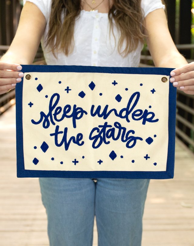 Sleep Under The Stars Embroidered Canvas Banner, 1 of 4