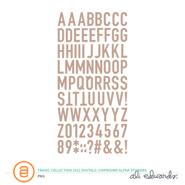 Travel Collection 2022 Digital Chipboard Alpha Sheet, 1 of 1