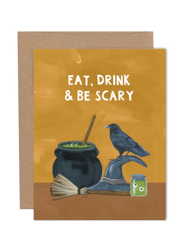 Eat, Drink & Be Scary Halloween Greeting Card, 1 of 1