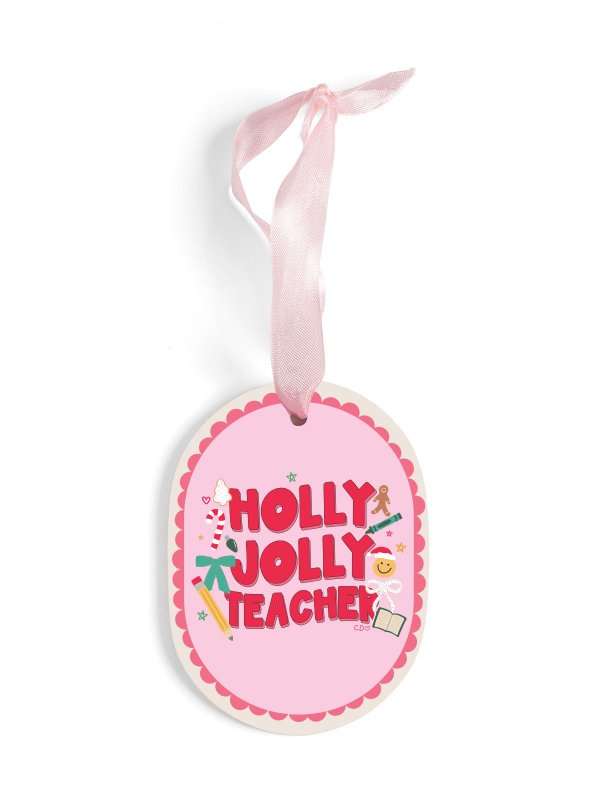 Holly Jolly Teacher Ceramic Christmas Ornament, 2 of 2