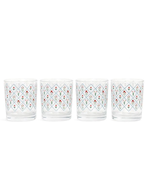 Scandinavian Folk Floral Diamond 7.5oz Short Juice Glass, 3 of 4