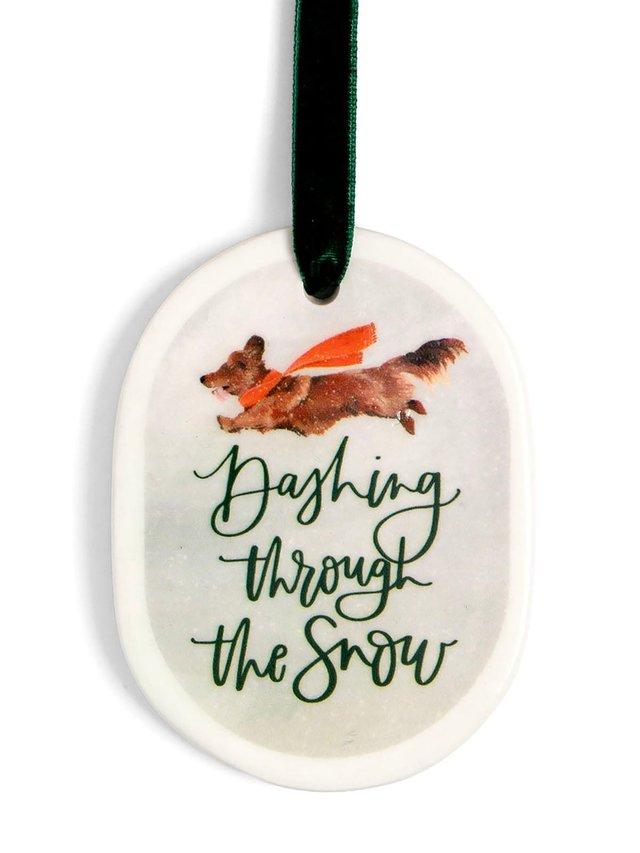 Dashing Through The Snow Dog Christmas Ornament, 1 of 2
