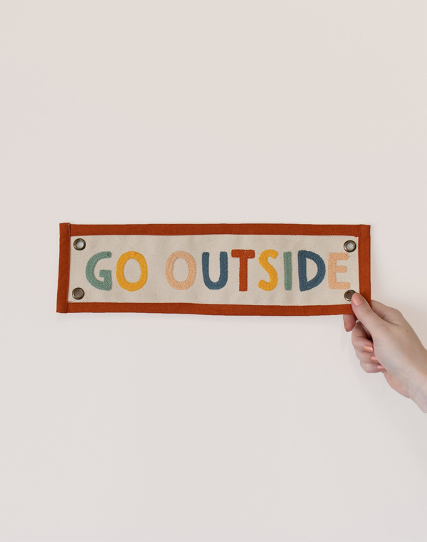 Rainbow Go Outside Embroidered Canvas Banner, 4 of 5