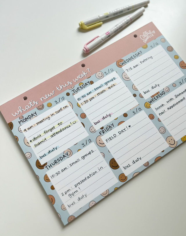 Inclusive Smileys Weekly Desk Pad, 3 of 4