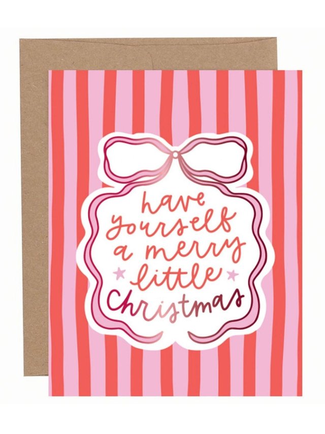 Merry Little Christmas Coquette Bow Holiday Greeting Card, 1 of 1